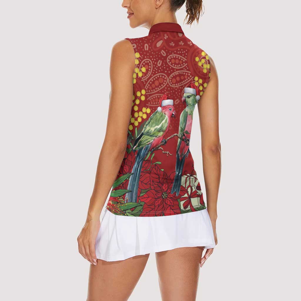 Merry Chrissie Australia King Parrots Women Sleeveless Polo Shirt Aboriginal Art - Aussie Hoodie