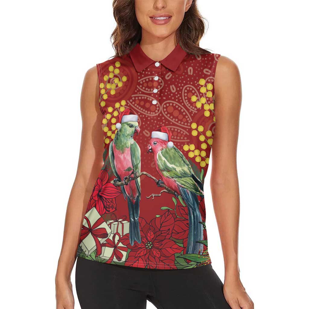 Merry Chrissie Australia King Parrots Women Sleeveless Polo Shirt Aboriginal Art - Aussie Hoodie