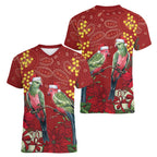 Merry Chrissie Australia King Parrots Women V-Neck T-Shirt Aboriginal Art - Aussie Hoodie