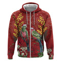 Merry Chrissie Australia King Parrots Zip Hoodie Aboriginal Art - Aussie Hoodie