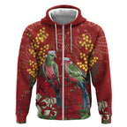 Merry Chrissie Australia King Parrots Zip Hoodie Aboriginal Art - Aussie Hoodie