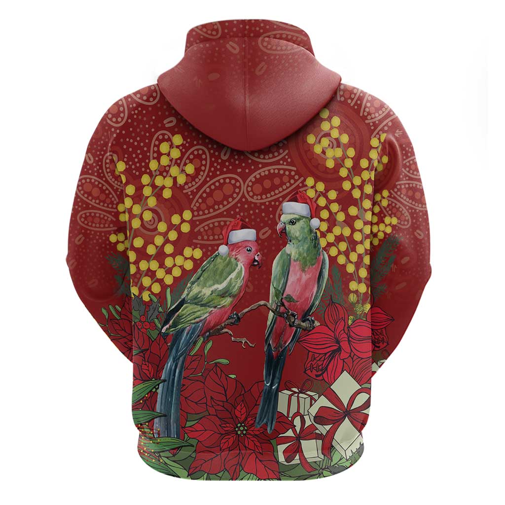 Merry Chrissie Australia King Parrots Zip Hoodie Aboriginal Art - Aussie Hoodie