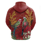 Merry Chrissie Australia King Parrots Zip Hoodie Aboriginal Art - Aussie Hoodie