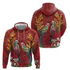 Merry Chrissie Australia King Parrots Zip Hoodie Aboriginal Art - Aussie Hoodie