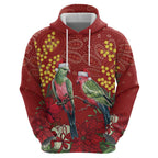 Merry Chrissie Australia King Parrots Zip Hoodie Aboriginal Art - Aussie Hoodie