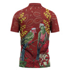 Merry Chrissie Australia King Parrots Zipper Polo Shirt Aboriginal Art - Aussie Hoodie