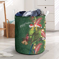 Green Budgerigars on Callistemon Laundry Basket Merry Christmas Aussie - Aussie Hoodie