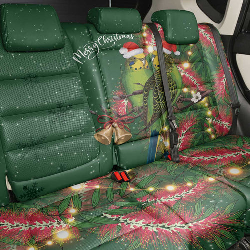 Green Budgerigars on Callistemon Back Car Seat Cover Merry Christmas Aussie - Aussie Hoodie