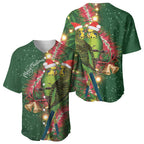 Green Budgerigars on Callistemon Baseball Jersey Merry Christmas Aussie - Aussie Hoodie