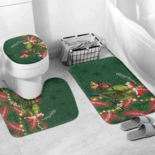 Green Budgerigars on Callistemon Bathroom Set Merry Christmas Aussie - Aussie Hoodie