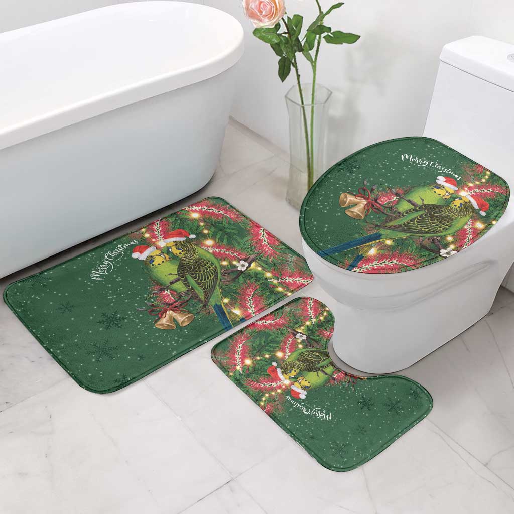 Green Budgerigars on Callistemon Bathroom Set Merry Christmas Aussie - Aussie Hoodie