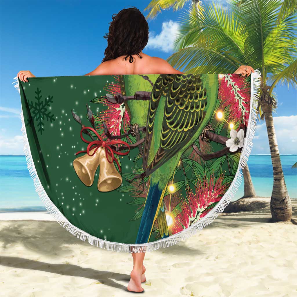 Green Budgerigars on Callistemon Beach Blanket Merry Christmas Aussie - Aussie Hoodie