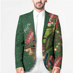 Green Budgerigars on Callistemon Blazer Merry Christmas Aussie - Aussie Hoodie