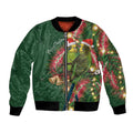 Green Budgerigars on Callistemon Bomber Jacket Merry Christmas Aussie - Aussie Hoodie