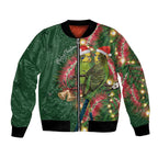 Green Budgerigars on Callistemon Bomber Jacket Merry Christmas Aussie - Aussie Hoodie