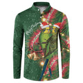 Green Budgerigars on Callistemon Button Sweatshirt Merry Christmas Aussie - Aussie Hoodie
