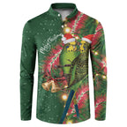 Green Budgerigars on Callistemon Button Sweatshirt Merry Christmas Aussie - Aussie Hoodie