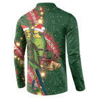 Green Budgerigars on Callistemon Button Sweatshirt Merry Christmas Aussie - Aussie Hoodie