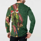 Green Budgerigars on Callistemon Button Sweatshirt Merry Christmas Aussie - Aussie Hoodie