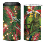Green Budgerigars on Callistemon 4 in 1 Can Cooler Tumbler Merry Christmas Aussie - Aussie Hoodie