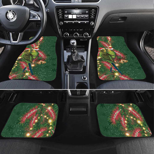 Green Budgerigars on Callistemon Car Mats Merry Christmas Aussie - Aussie Hoodie