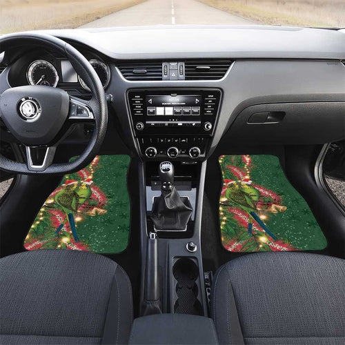 Green Budgerigars on Callistemon Car Mats Merry Christmas Aussie - Aussie Hoodie