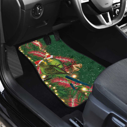 Green Budgerigars on Callistemon Car Mats Merry Christmas Aussie - Aussie Hoodie