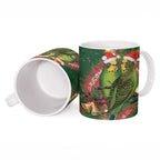 Green Budgerigars on Callistemon Ceramic Mug Merry Christmas Aussie - Aussie Hoodie