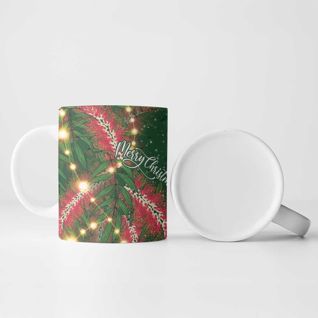 Green Budgerigars on Callistemon Ceramic Mug Merry Christmas Aussie - Aussie Hoodie