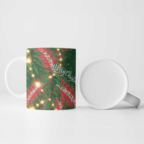 Green Budgerigars on Callistemon Ceramic Mug Merry Christmas Aussie - Aussie Hoodie