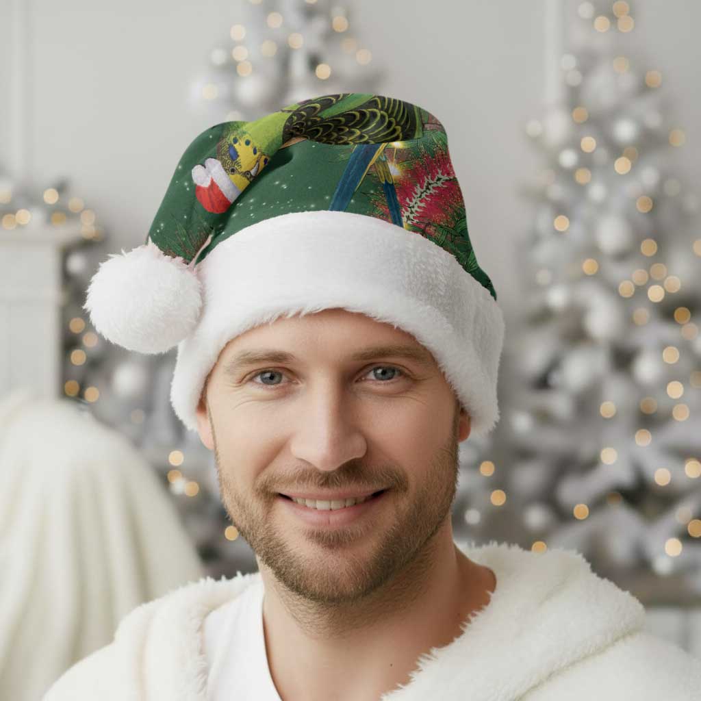 Green Budgerigars on Callistemon Merry Christmas Aussie Christmas Santa Hat - Aussie Hoodie