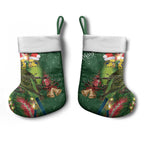 Green Budgerigars on Callistemon Merry Christmas Aussie Christmas Stocking - Aussie Hoodie