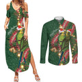 Green Budgerigars on Callistemon Couples Matching Summer Maxi Dress and Long Sleeve Button Shirt Merry Christmas Aussie - Aussie Hoodie