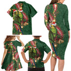 Green Budgerigars on Callistemon Family Matching Long Sleeve Bodycon Dress and Hawaiian Shirt Merry Christmas Aussie - Aussie Hoodie