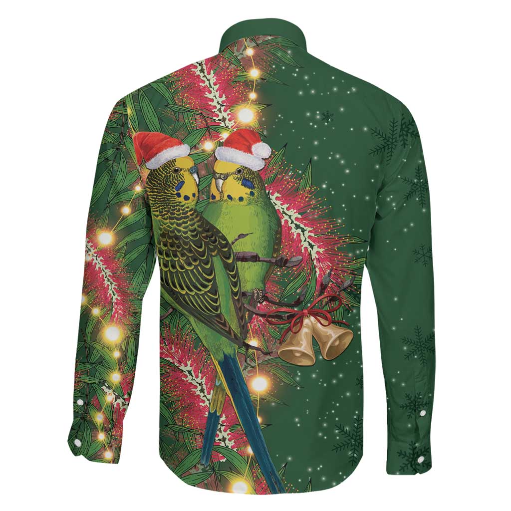 Green Budgerigars on Callistemon Family Matching Long Sleeve Bodycon Dress and Hawaiian Shirt Merry Christmas Aussie - Aussie Hoodie