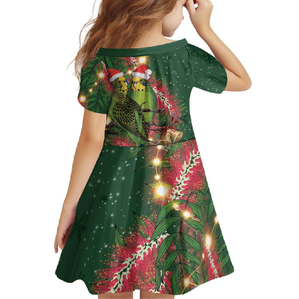 Green Budgerigars on Callistemon Family Matching Mermaid Dress and Hawaiian Shirt Merry Christmas Aussie - Aussie Hoodie