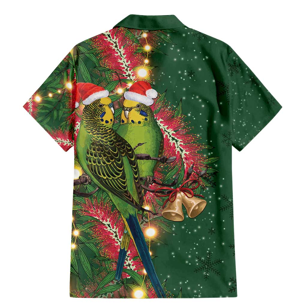 Green Budgerigars on Callistemon Family Matching Mermaid Dress and Hawaiian Shirt Merry Christmas Aussie - Aussie Hoodie