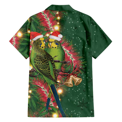 Green Budgerigars on Callistemon Family Matching Mermaid Dress and Hawaiian Shirt Merry Christmas Aussie - Aussie Hoodie