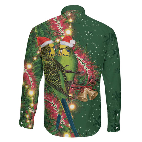 Green Budgerigars on Callistemon Family Matching Mermaid Dress and Hawaiian Shirt Merry Christmas Aussie - Aussie Hoodie