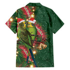 Green Budgerigars on Callistemon Family Matching Off The Shoulder Long Sleeve Dress and Hawaiian Shirt Merry Christmas Aussie - Aussie Hoodie