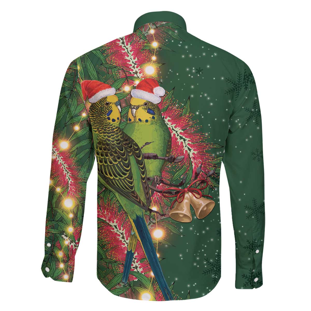 Green Budgerigars on Callistemon Family Matching Off The Shoulder Long Sleeve Dress and Hawaiian Shirt Merry Christmas Aussie - Aussie Hoodie