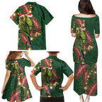 Green Budgerigars on Callistemon Family Matching Puletasi and Hawaiian Shirt Merry Christmas Aussie - Aussie Hoodie