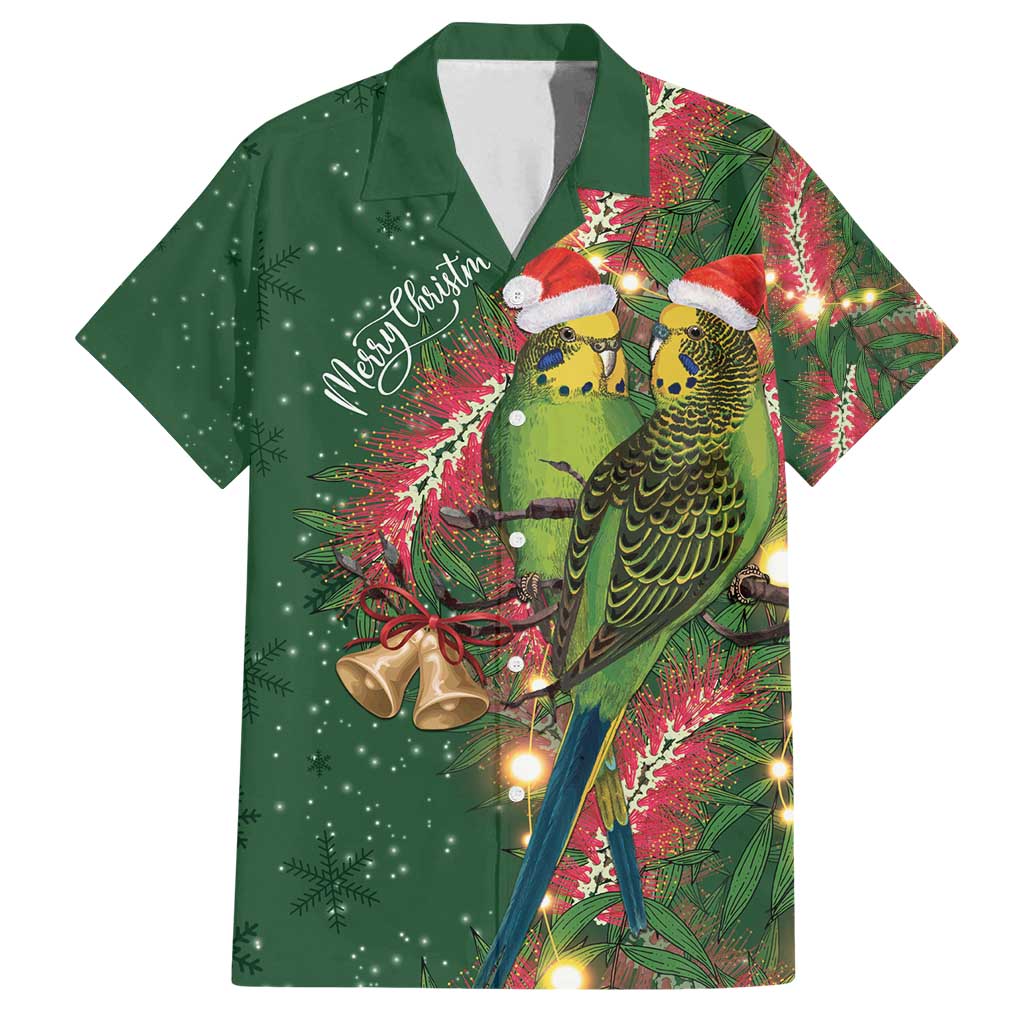 Green Budgerigars on Callistemon Family Matching Puletasi and Hawaiian Shirt Merry Christmas Aussie - Aussie Hoodie