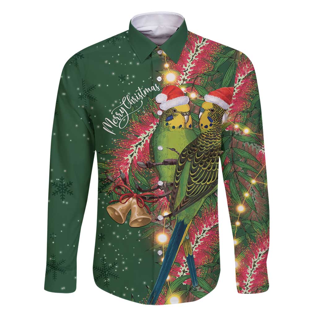Green Budgerigars on Callistemon Family Matching Puletasi and Hawaiian Shirt Merry Christmas Aussie - Aussie Hoodie