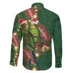 Green Budgerigars on Callistemon Family Matching Puletasi and Hawaiian Shirt Merry Christmas Aussie - Aussie Hoodie