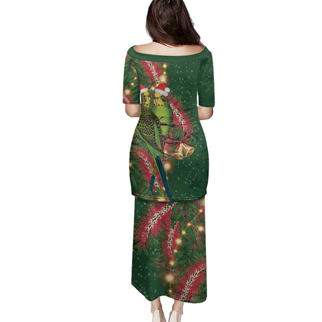 Green Budgerigars on Callistemon Family Matching Puletasi and Hawaiian Shirt Merry Christmas Aussie - Aussie Hoodie