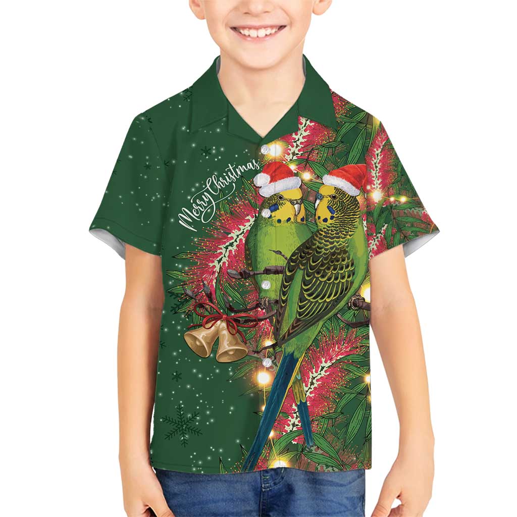 Green Budgerigars on Callistemon Family Matching Puletasi and Hawaiian Shirt Merry Christmas Aussie - Aussie Hoodie