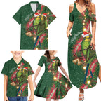 Green Budgerigars on Callistemon Family Matching Summer Maxi Dress and Hawaiian Shirt Merry Christmas Aussie - Aussie Hoodie
