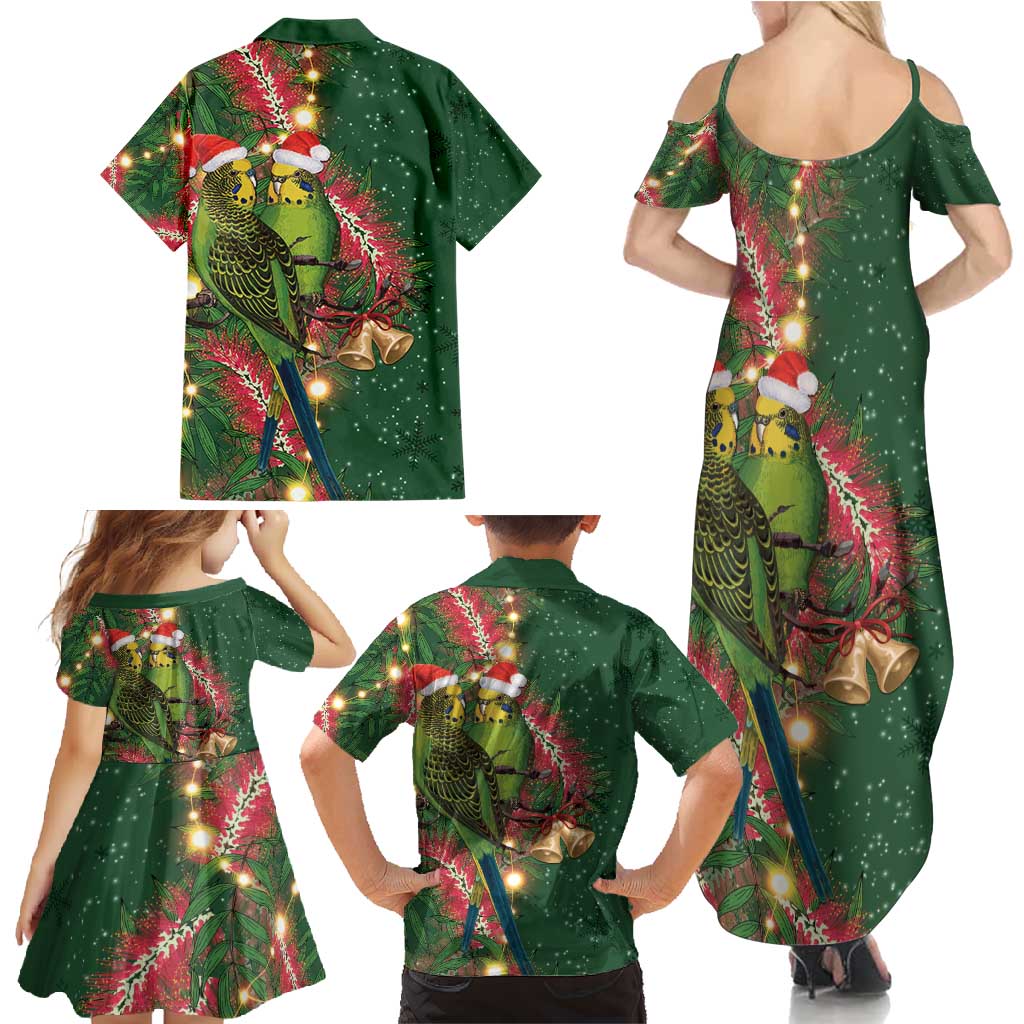 Green Budgerigars on Callistemon Family Matching Summer Maxi Dress and Hawaiian Shirt Merry Christmas Aussie - Aussie Hoodie