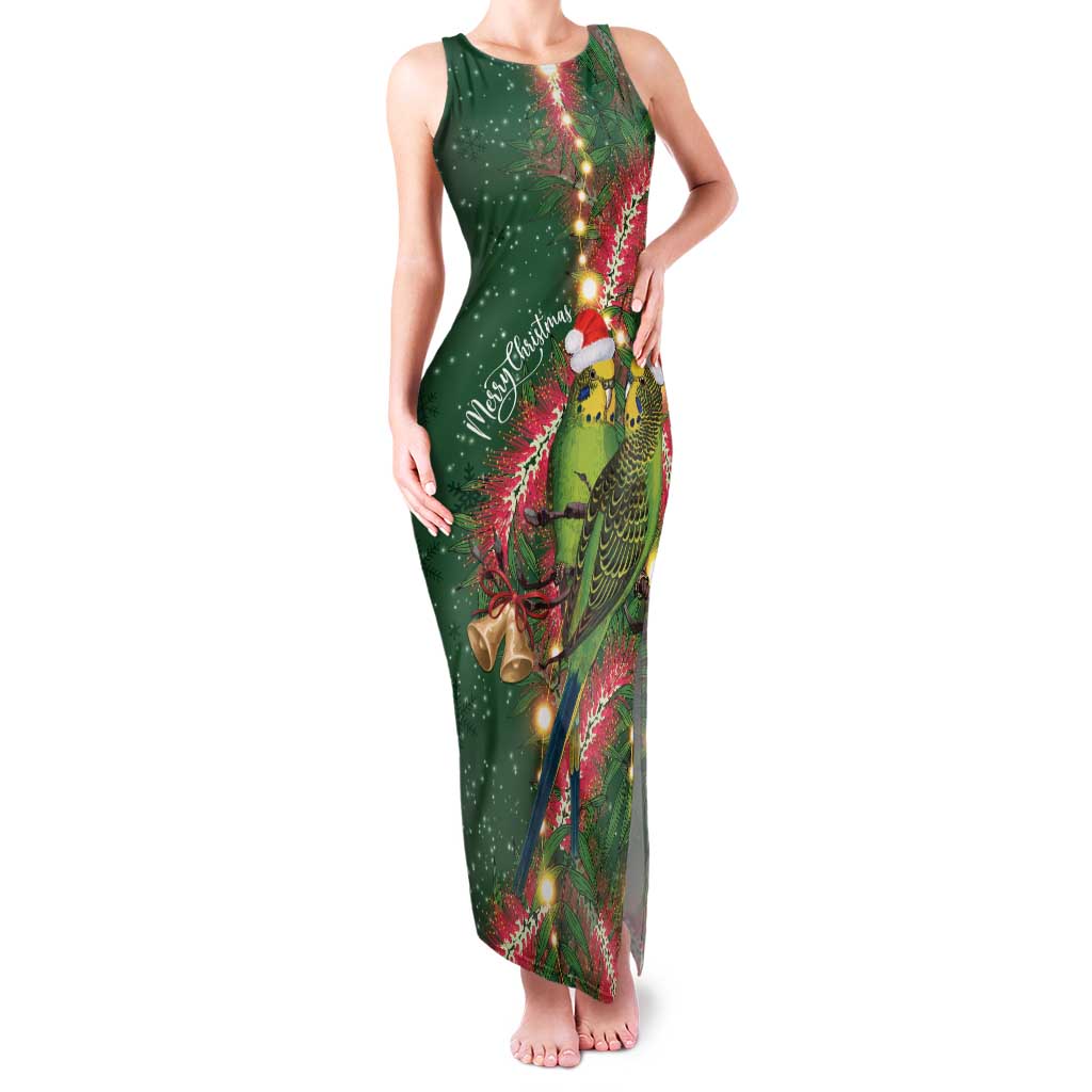 Green Budgerigars on Callistemon Family Matching Tank Maxi Dress and Hawaiian Shirt Merry Christmas Aussie - Aussie Hoodie